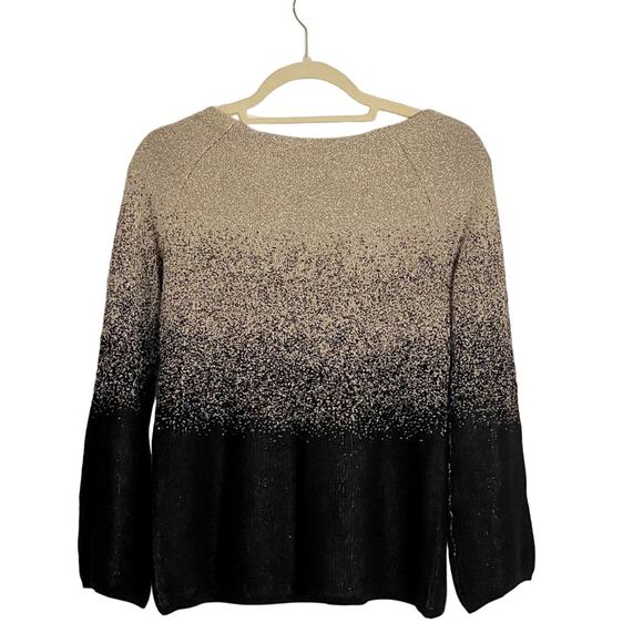 WHBM Black & Gold Metallic Ombre Lurex Pullover Sweater Size Small ✨🖤🥂 - Picture 5 of 12